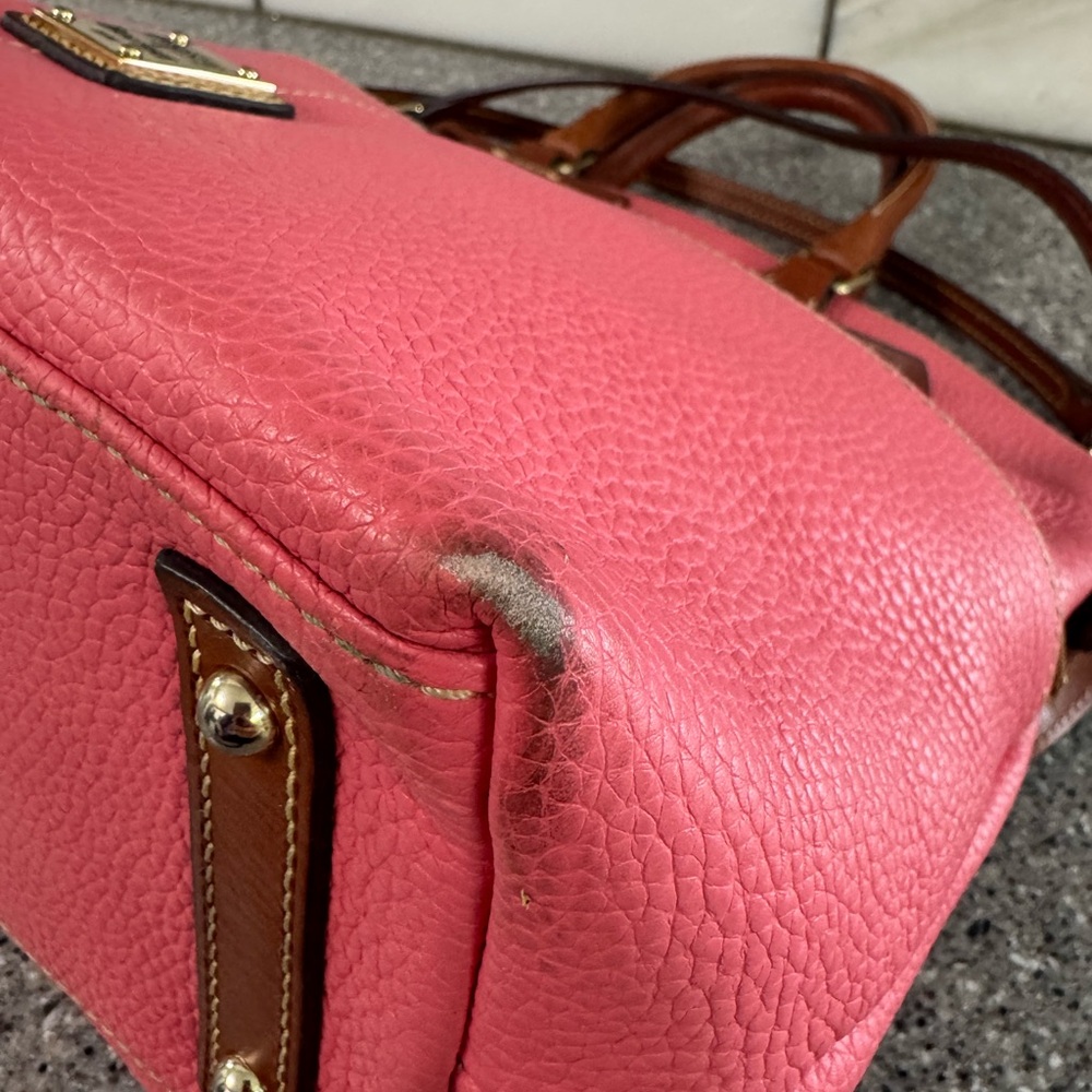 Dooney & Bourke Pink Satchel with Brown Accents - Picture 8 of 11